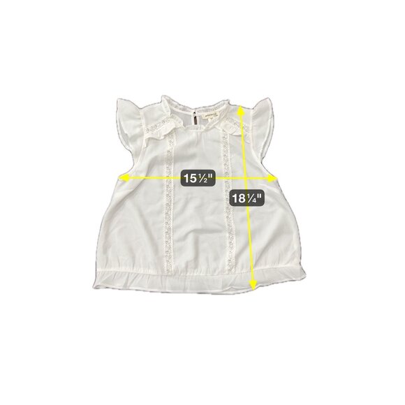 Monteau Los Angeles Womens White Medium Lace Trim Flutter Sleeve Top Sz Medium - Picture 7 of 9